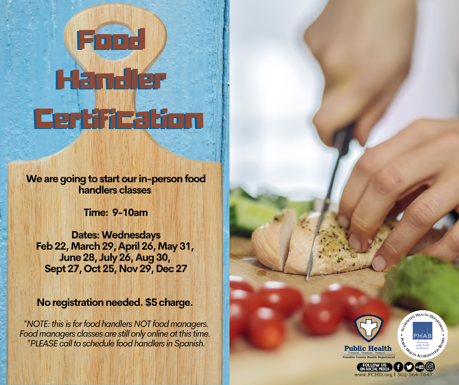 Food Handler Food Manager Certification Franklin County Health Department